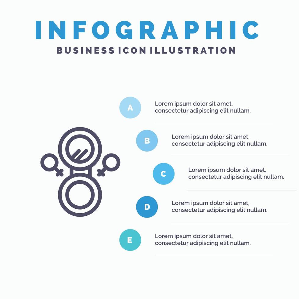 Mirror Eight Symbol Blue Infographics Template 5 Steps Vector Line Icon template