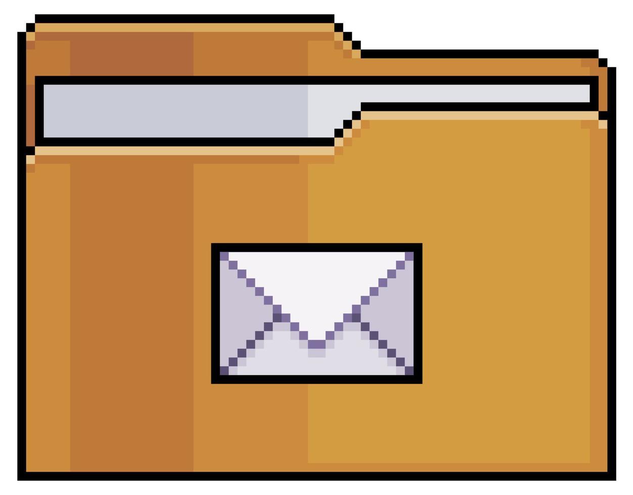 Pixel art email folder, folder with letter icon vector icon for 8bit game on white background