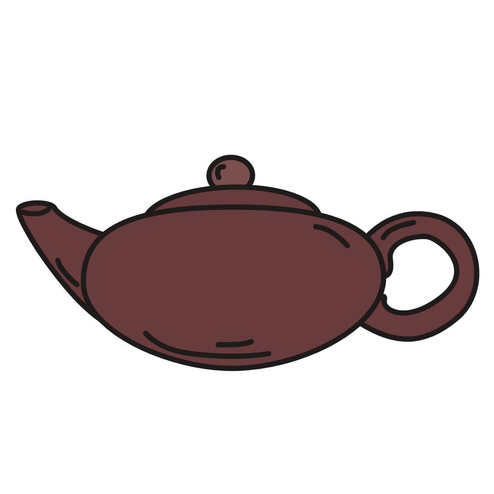 Teapot for tea ceremony. Doodle style vector