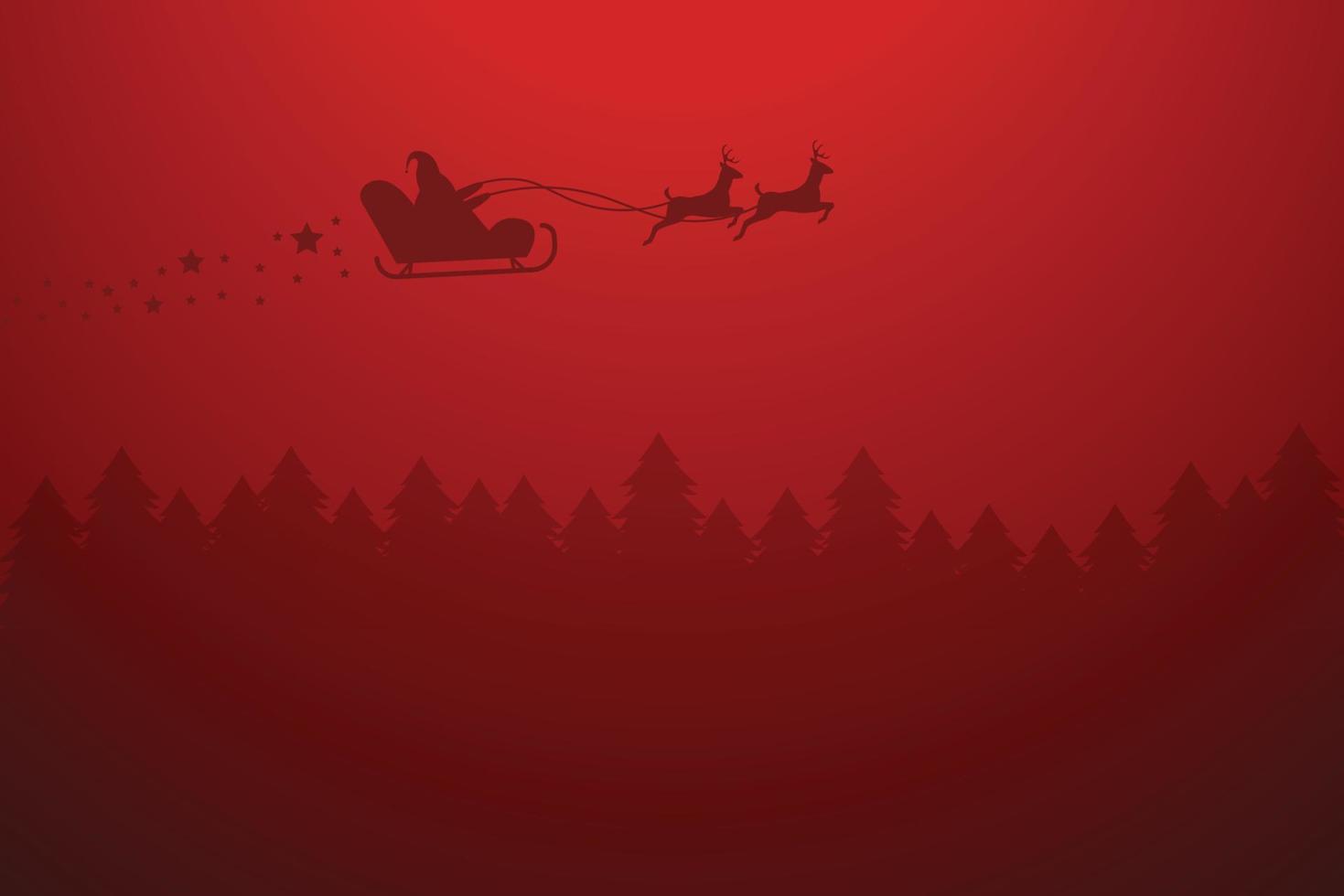 reindeer silhouette on sleigh, christmas background. vector