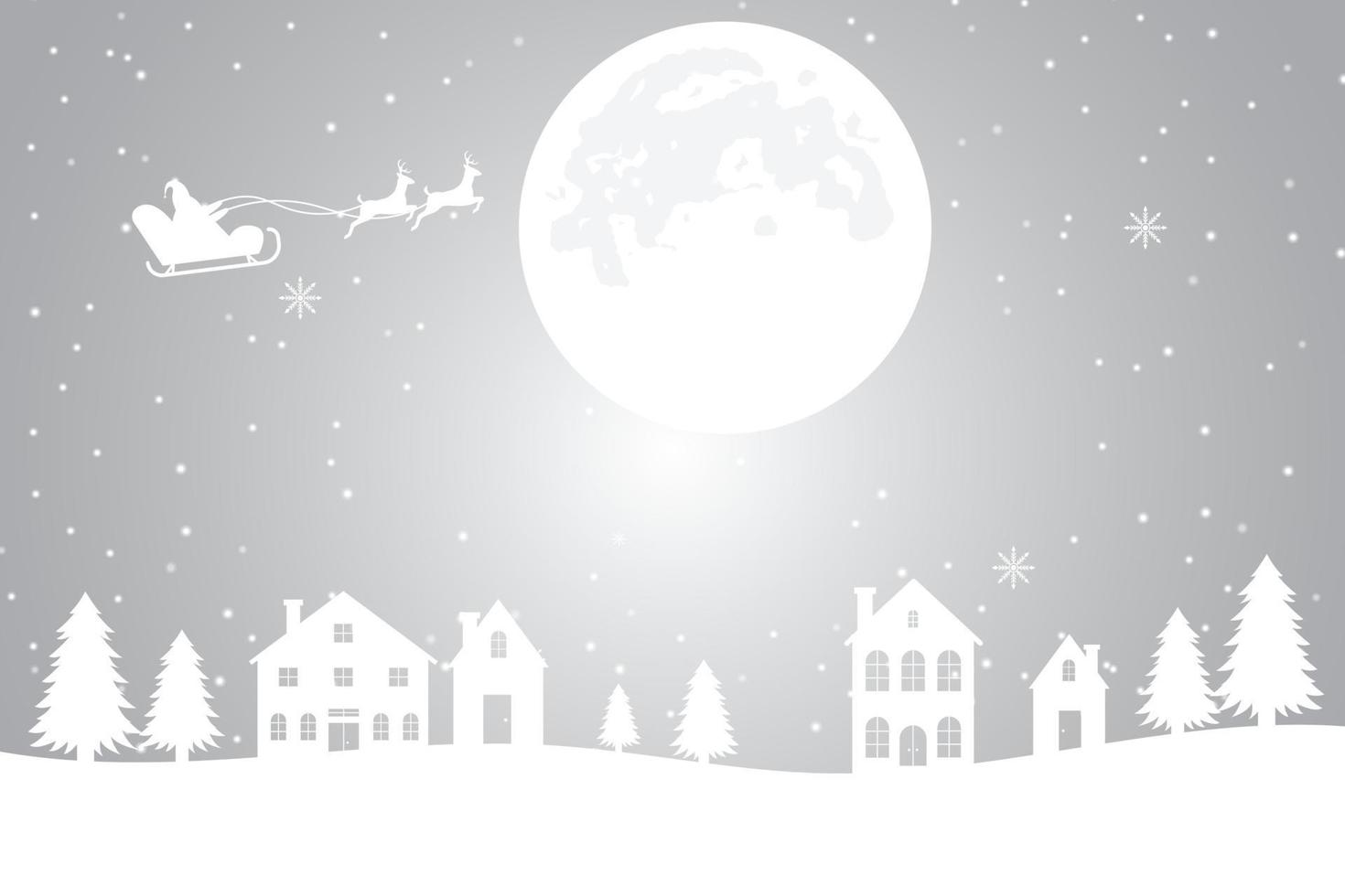 merry christmas, winter background with snowy trees and snow, illustration vector