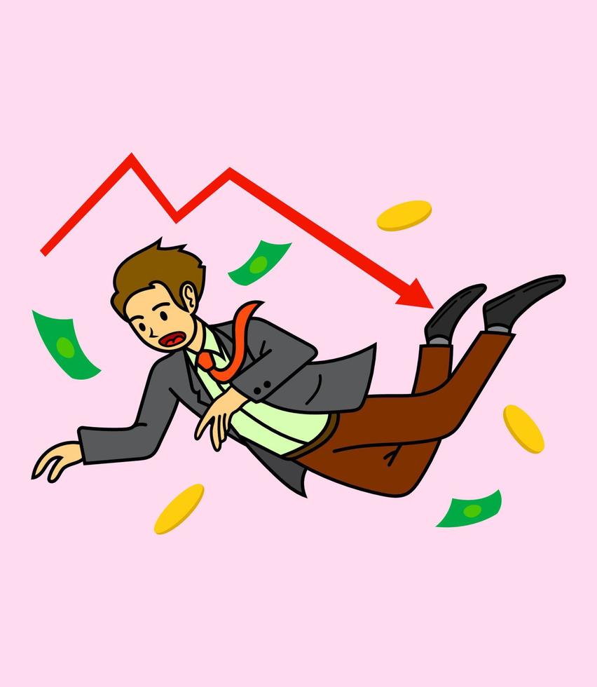 Illustration of a man plunged into recession vector