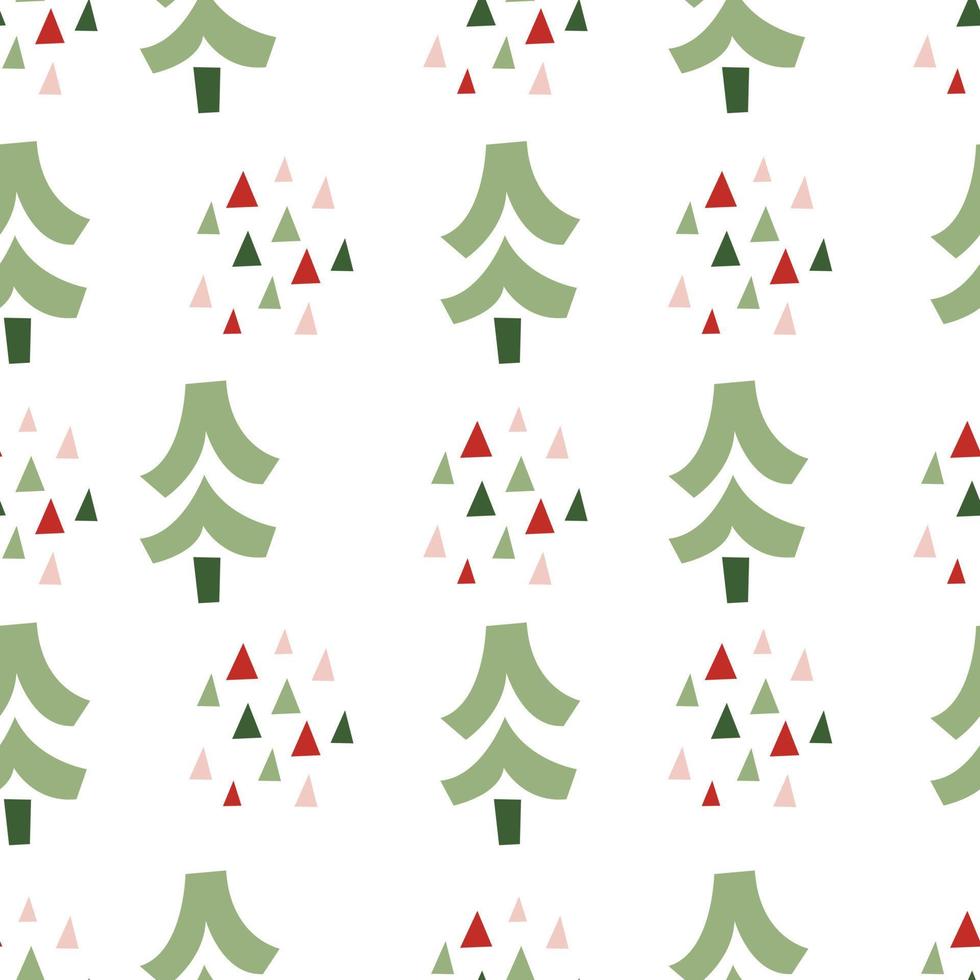 Seamless Pattern with stylized Christmas tree. Holiday winter square pattern. White background. Cute illustration. Winter wallpaper vector