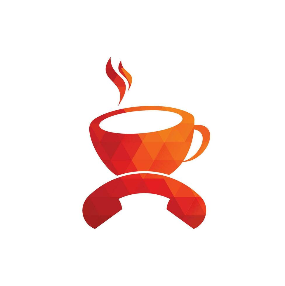 diseño de logotipo de vector de llamada de café. icono de auricular y taza.