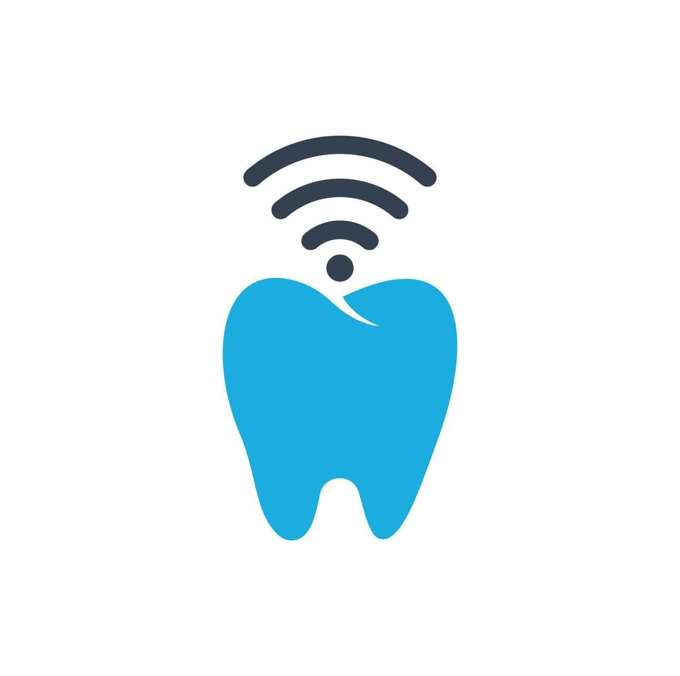 Tooth and wifi logo combination. Dental and signal symbol or icon vector