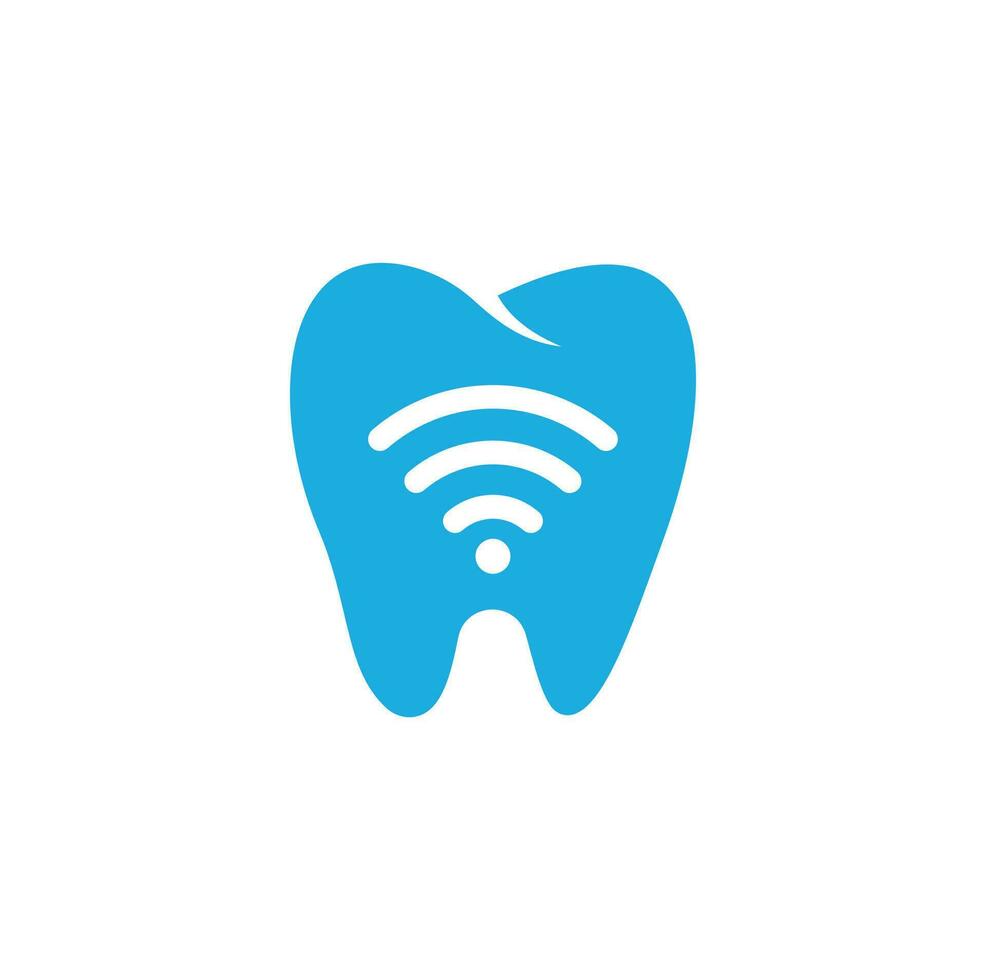 Tooth and wifi logo combination. Dental and signal symbol or icon vector