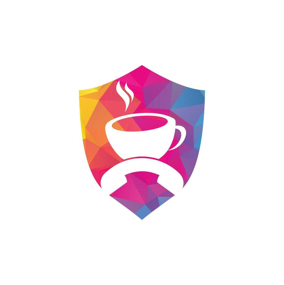 Coffee call vector logo design. Handset and cup icon.