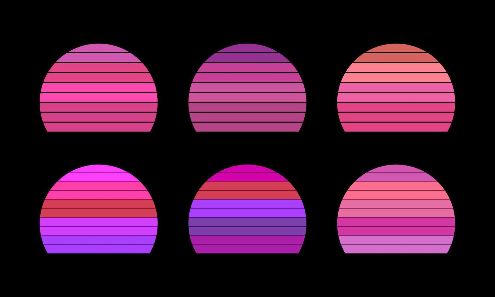 Original vector vintage set. Retro sunset collection.