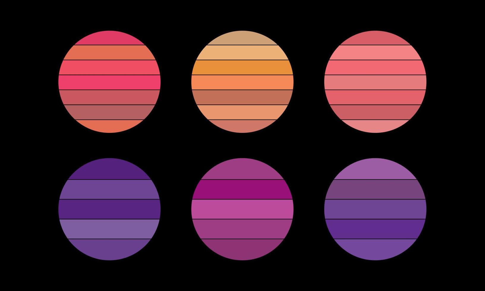 retro sunset set vector
