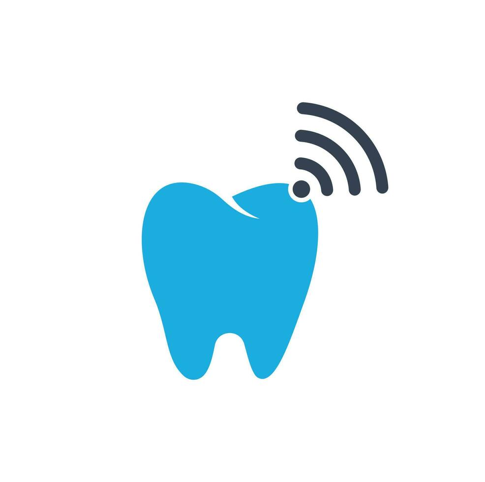 combinación de logo de diente y wifi. símbolo o icono dental y de señal vector