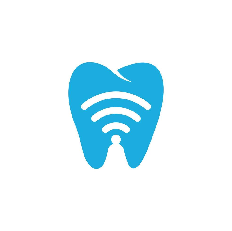 Tooth and wifi logo combination. Dental and signal symbol or icon vector