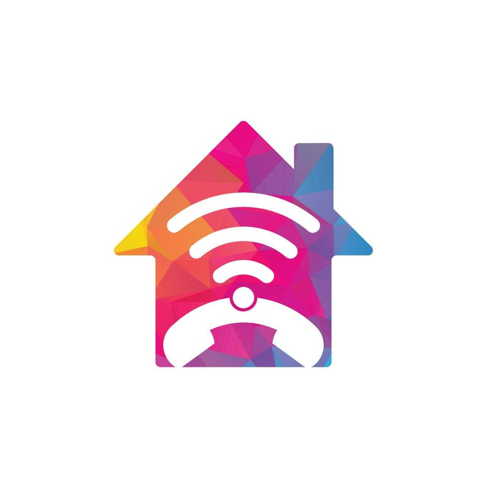 Call wifi home shape concept logo design vector template. Phone and wifi logo design icon