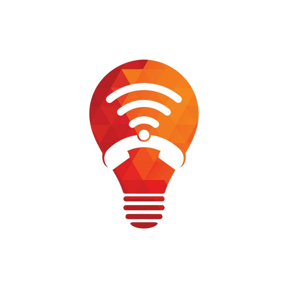 Call wifi bulb shape concept logo design vector template. Phone and wifi logo design icon