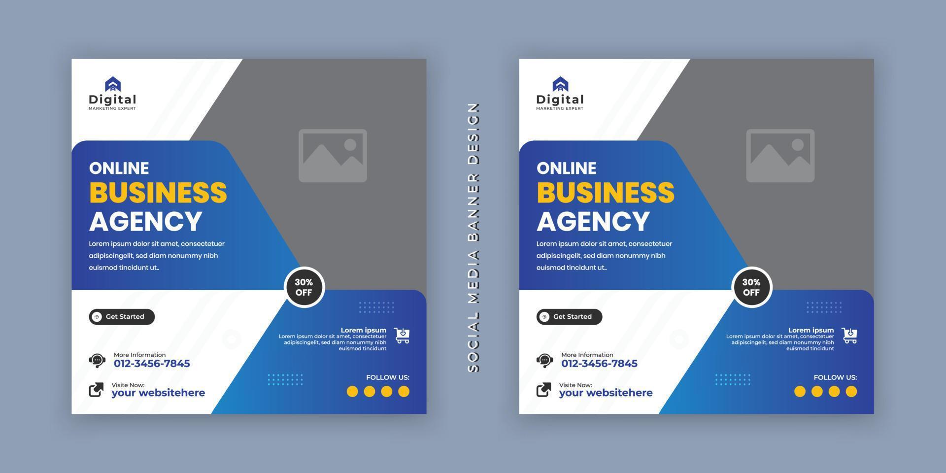 We are online digital creative marketing solution agency and corporate business flyer square  social media post banner template vector