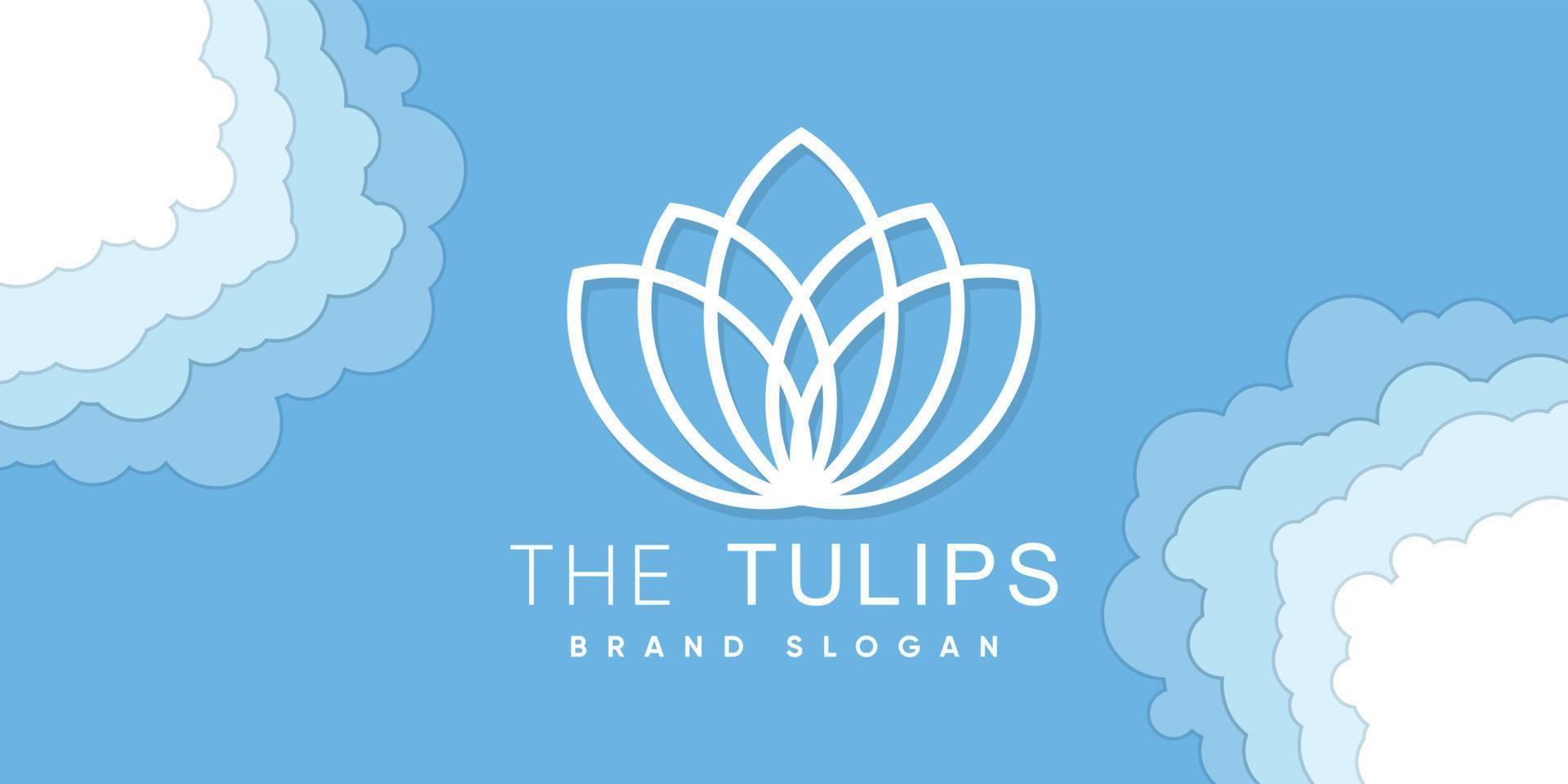 logotipo de tulipanes con vector premium de diseño creativo