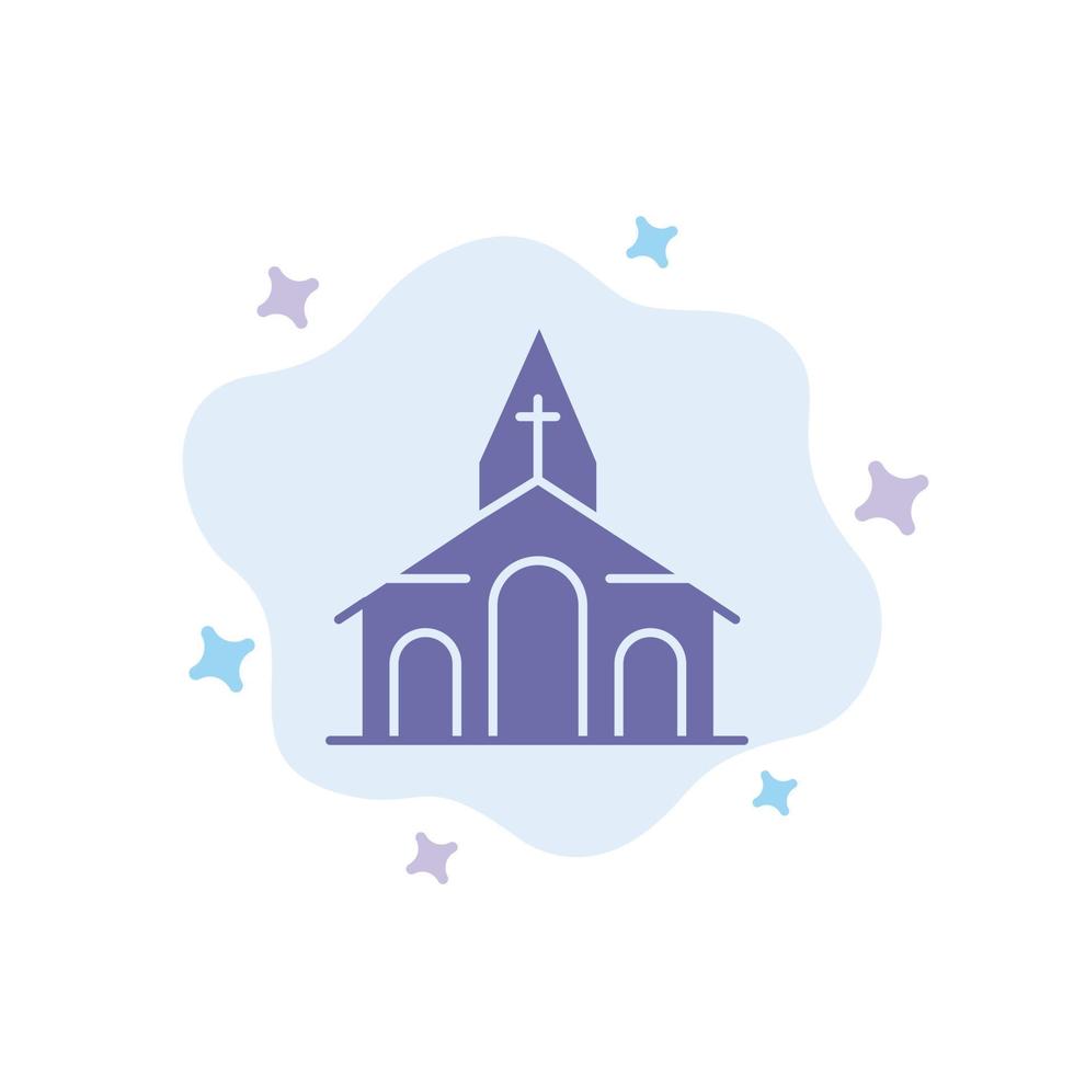 Building Christmas Church Spring Blue Icon on Abstract Cloud Background vector