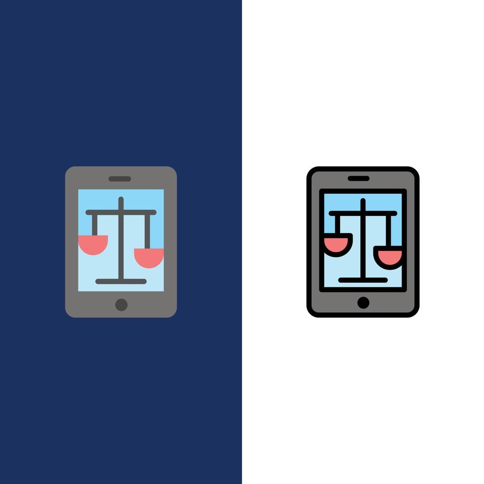 Court Internet Law Legal Online  Icons Flat and Line Filled Icon Set Vector Blue Background