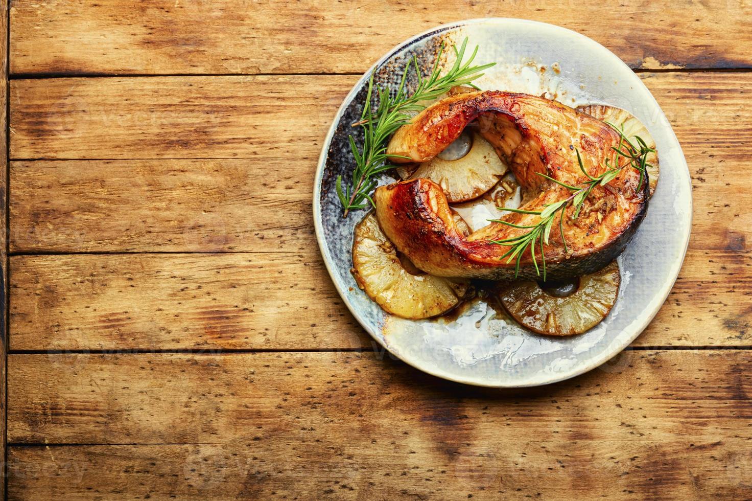 Appetizing trout steak photo