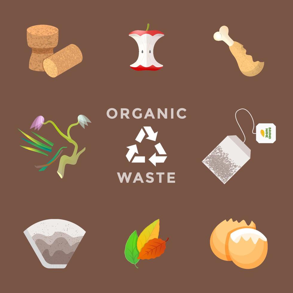 recycle organic waste management set vector