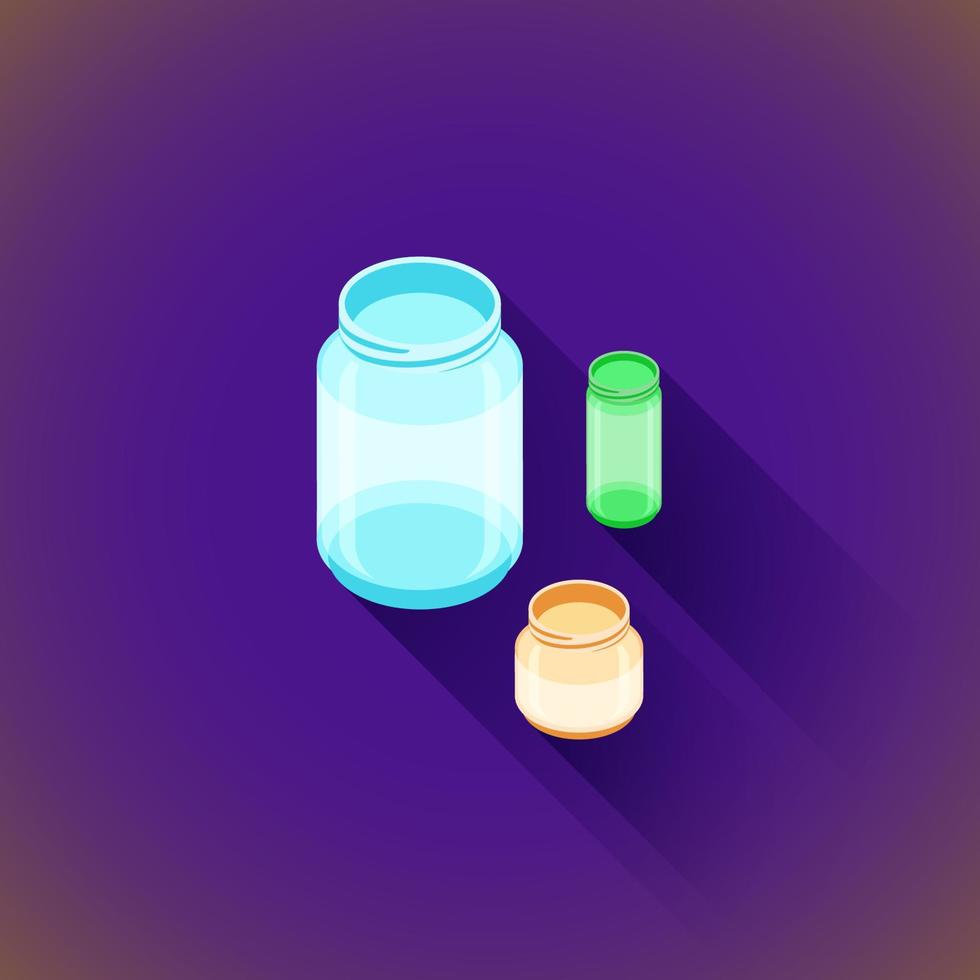 vector isometric glass jars set