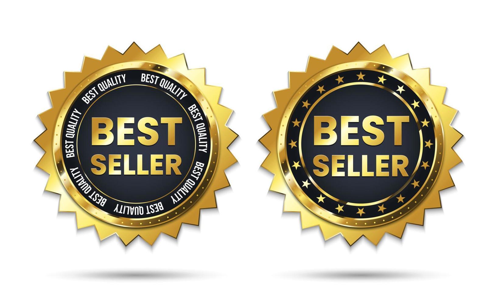 3d golden best seller award label. Realistic premium warranty badges vector