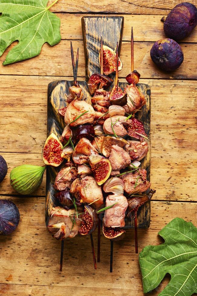 Kebab with chicken and figs photo