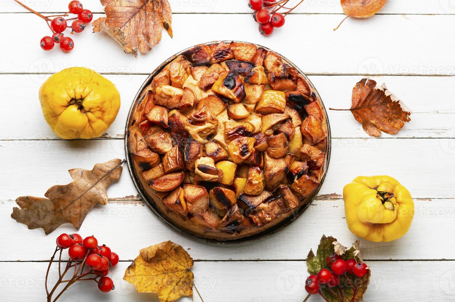 Autumn pie with quince photo