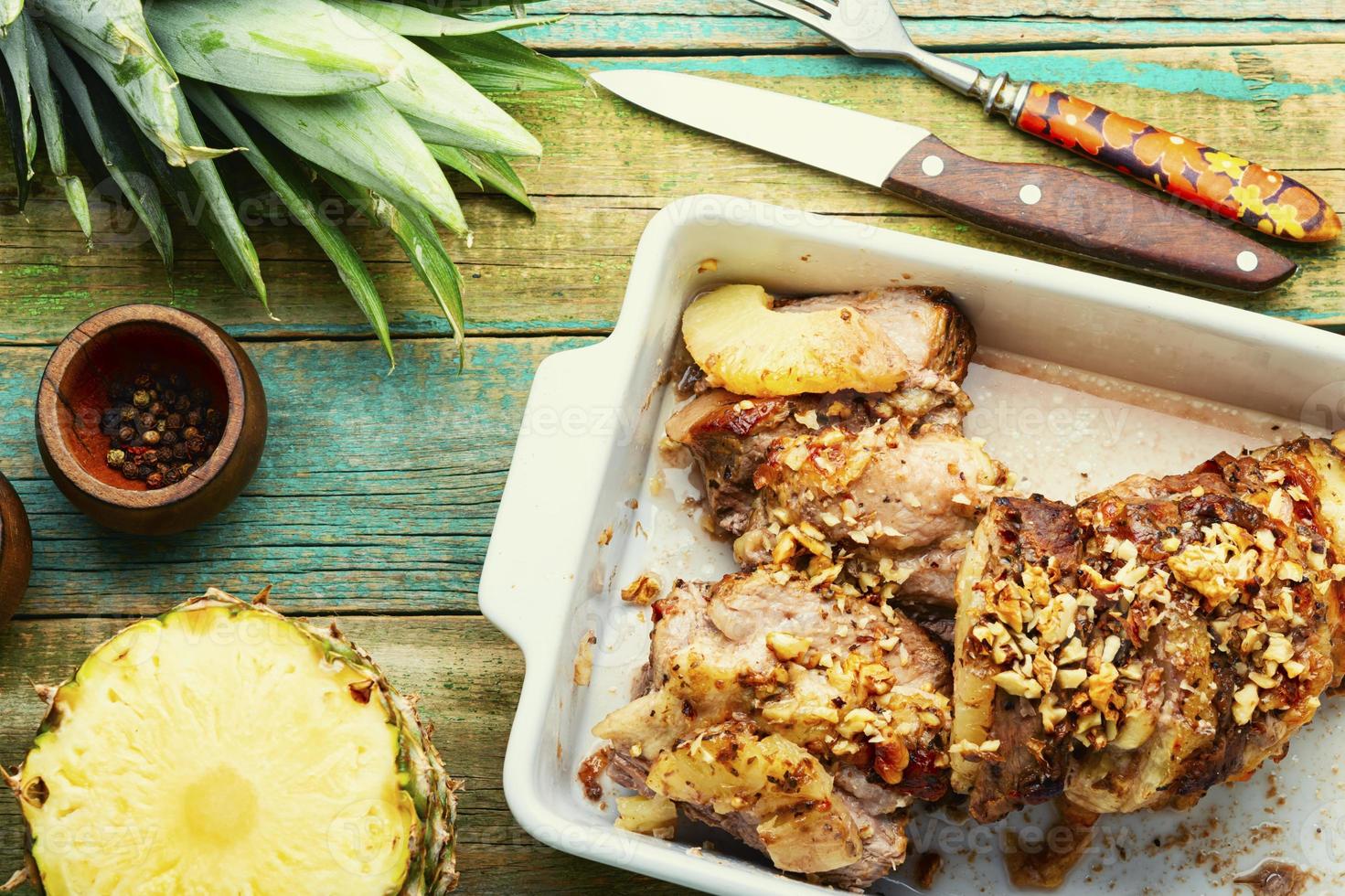 Pork baked with pineapple 13415472 Stock Photo at Vecteezy