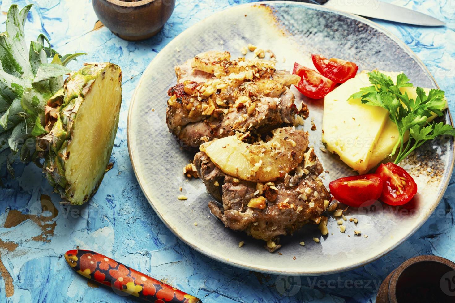 Pork baked with pineapple 13415496 Stock Photo at Vecteezy