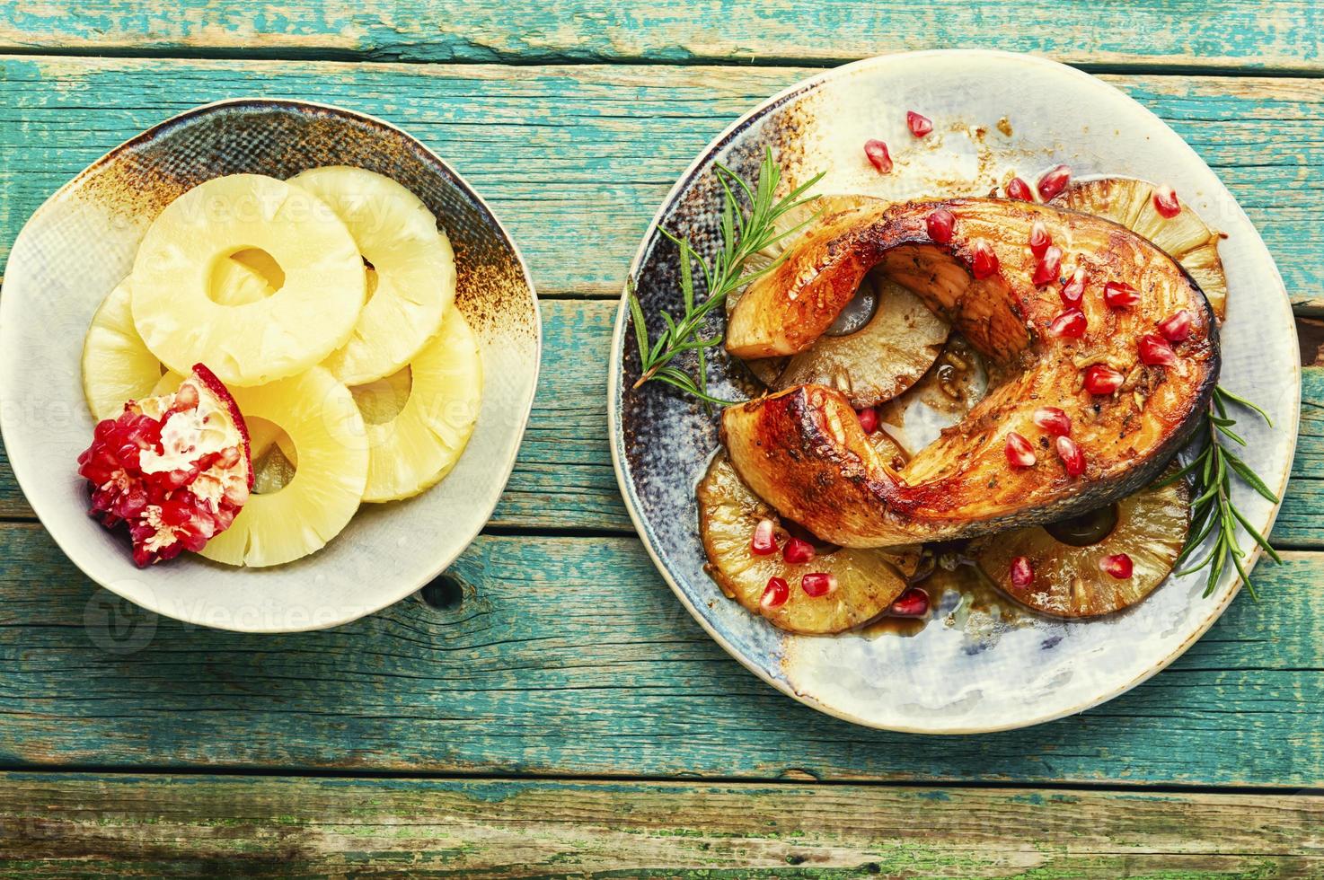 Appetizing trout steak photo