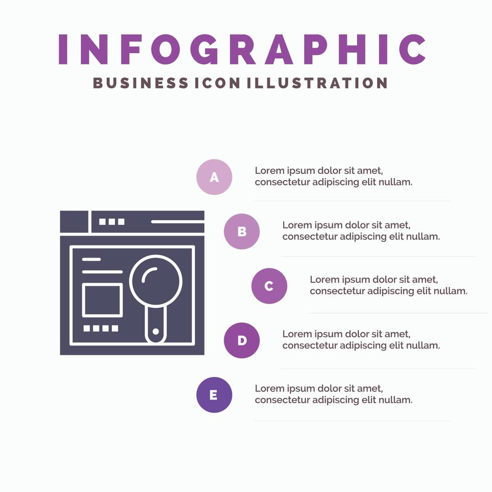 Browser Web Search Education Infographics Presentation Template 5 Steps Presentation vector