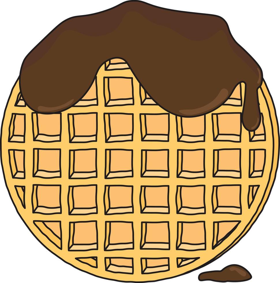 Viennese, Belgian waffle with chocolate vector