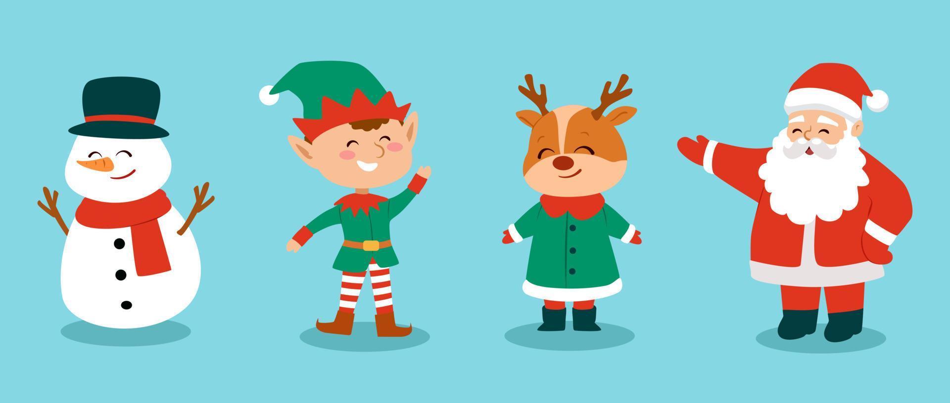 Hand drawn christmas character flat vector