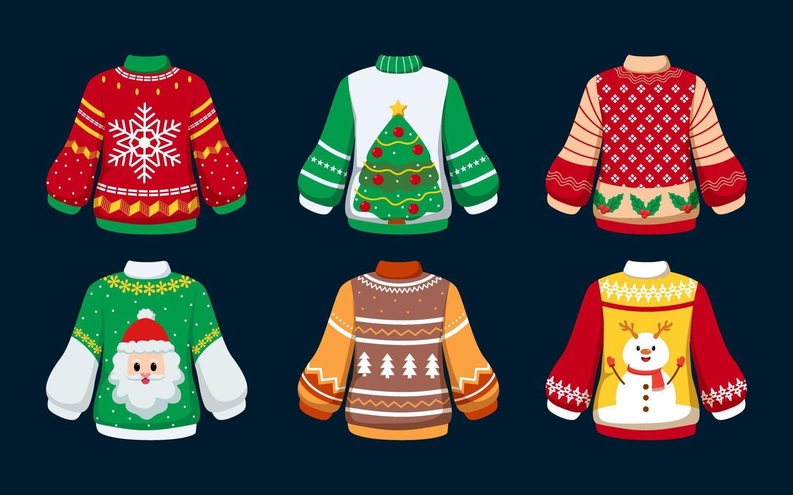 Hand drawn flat ugly sweater set collection vector