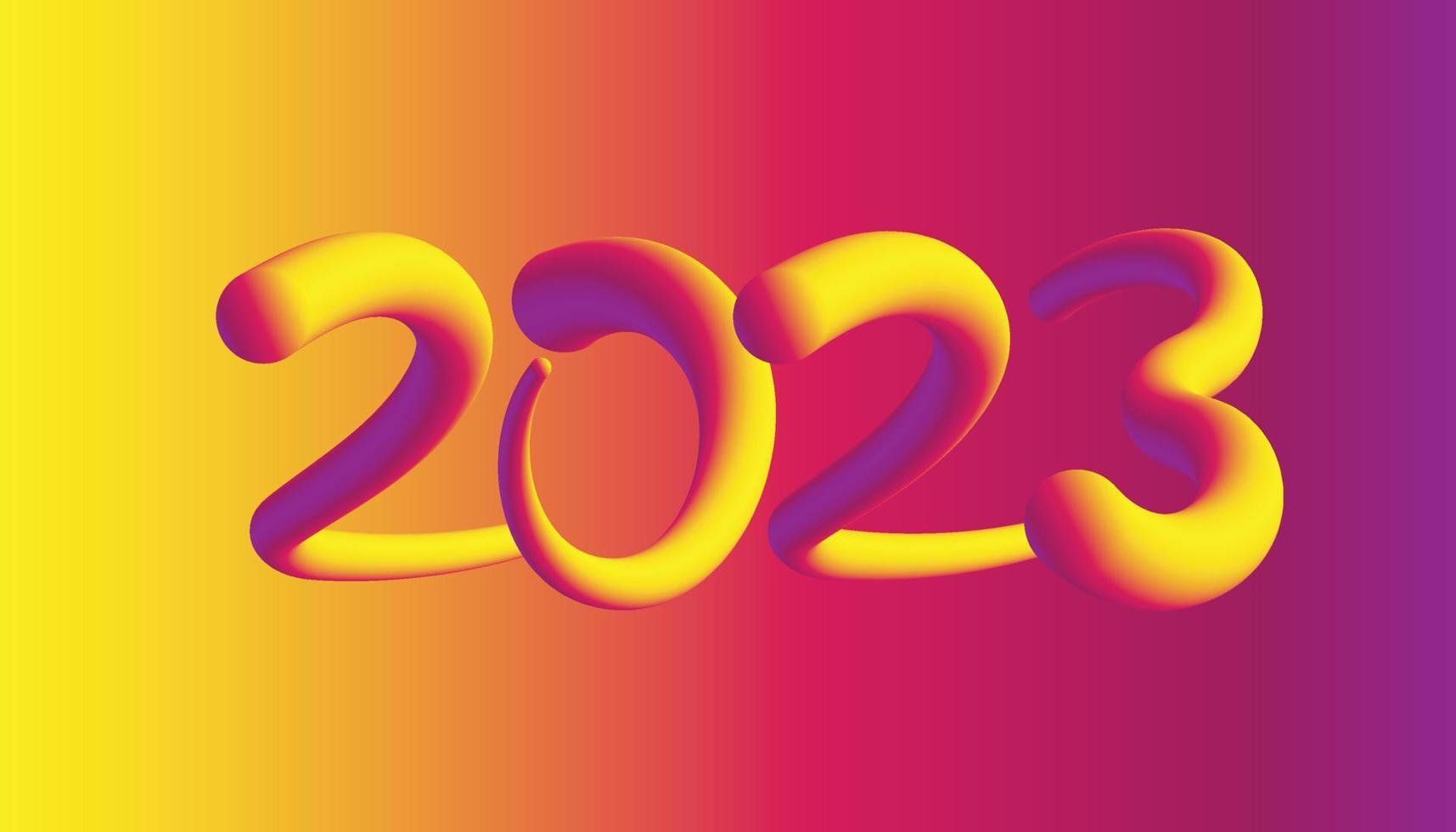 Happy New Year 2023 3D Fluid Lettering Modern Background for Banner, Poster Postcard, Greeting cards, Invitations, Flyer, Sticker, Calendar, Layout, Diary vector