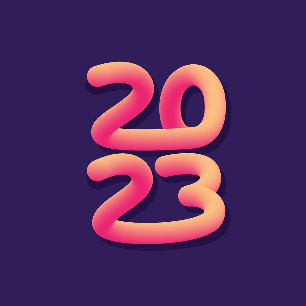 Happy New Year 2023 3D Fluid Lettering Modern Background for Banner, Poster Postcard, Greeting cards, Invitations, Flyer, Sticker, Calendar, Layout, Diary vector