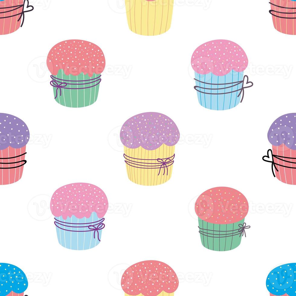 Cupcake seamless pattern. Easter cake pattern photo