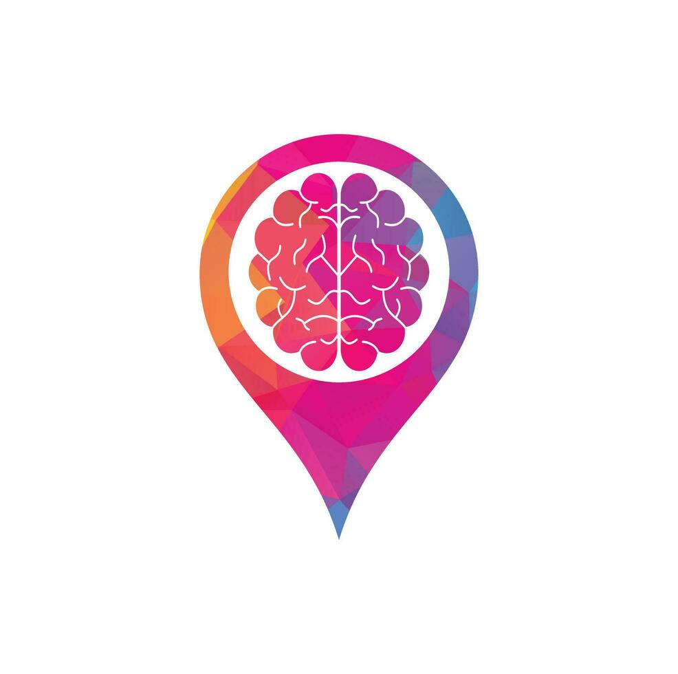 Brain gps shape concept logo design. Brainstorm power thinking brain Logotype icon vector
