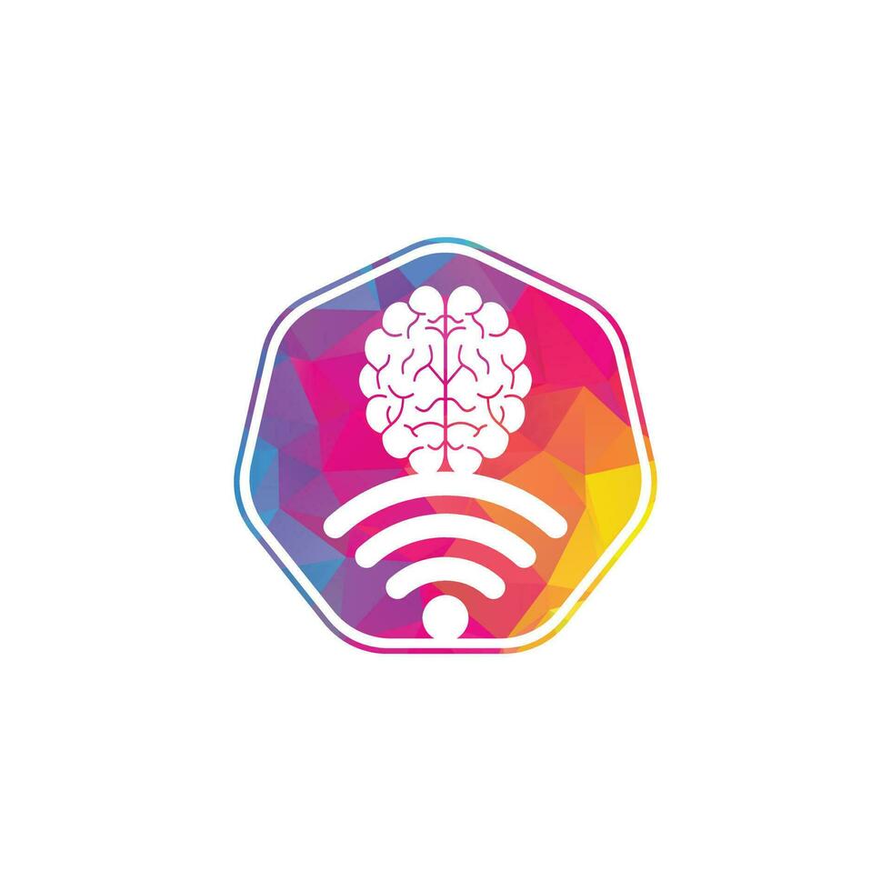 signo de diseño de logotipo de cerebro y wifi. educación, tecnología y antecedentes comerciales. icono del logotipo del cerebro de wifi. vector