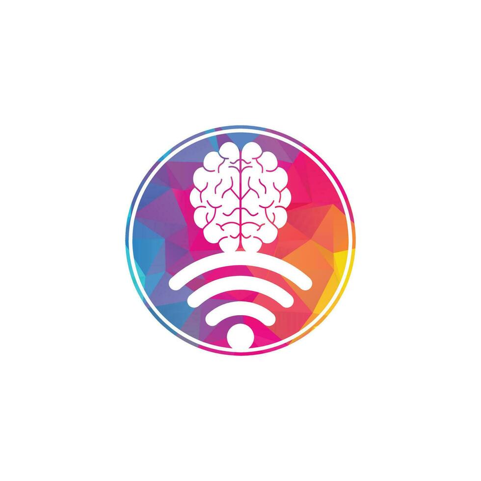 signo de diseño de logotipo de cerebro y wifi. educación, tecnología y antecedentes comerciales. icono del logotipo del cerebro de wifi. vector