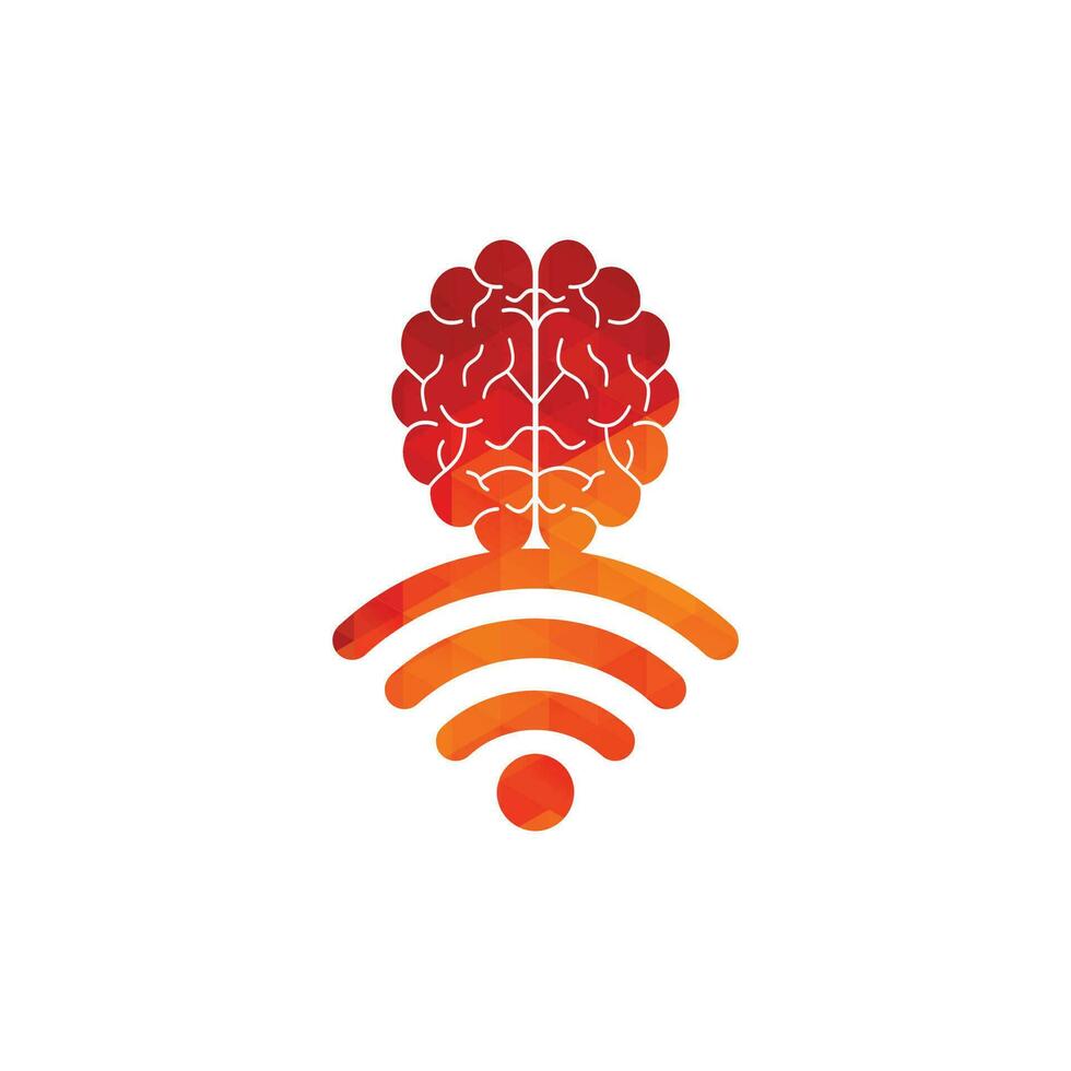 signo de diseño de logotipo de cerebro y wifi. educación, tecnología y antecedentes comerciales. icono del logotipo del cerebro de wifi. vector