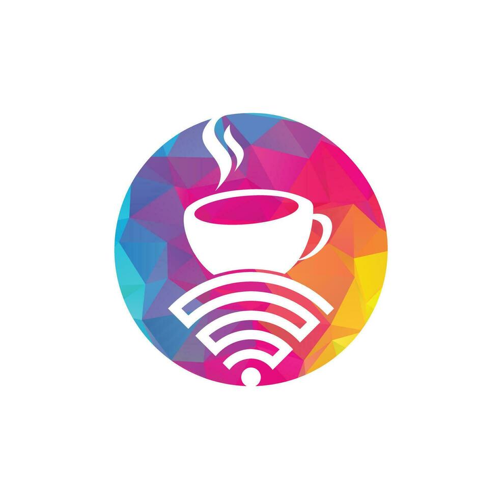 Coffee cup with WiFi vector icon logo. Creative logo design template for cafe or restaurant.