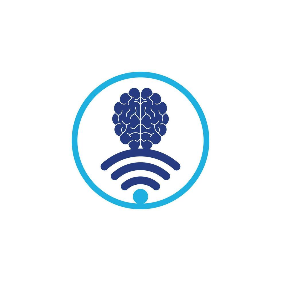 Brain and wifi logo design sign. Education, technology and business background. Wi-fi brain logo icon. vector