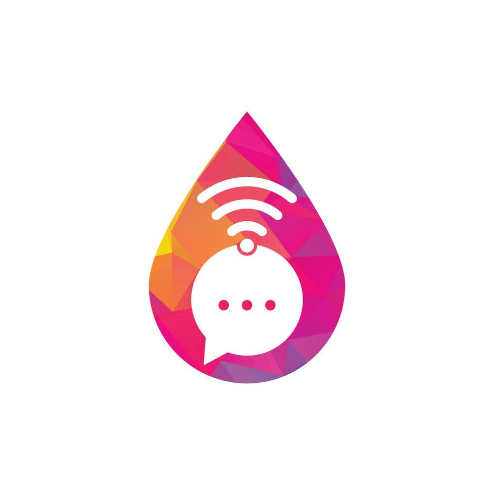 Chat wifi drop shape concept logo design vector sign. Chat wifi logo design icon