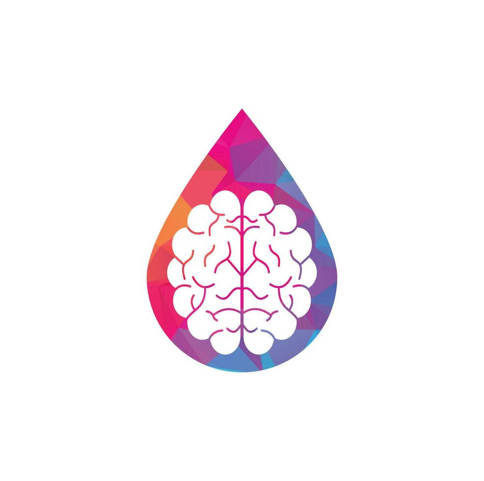 Brain drop concept logo design. Brainstorm power thinking brain Logotype icon vector