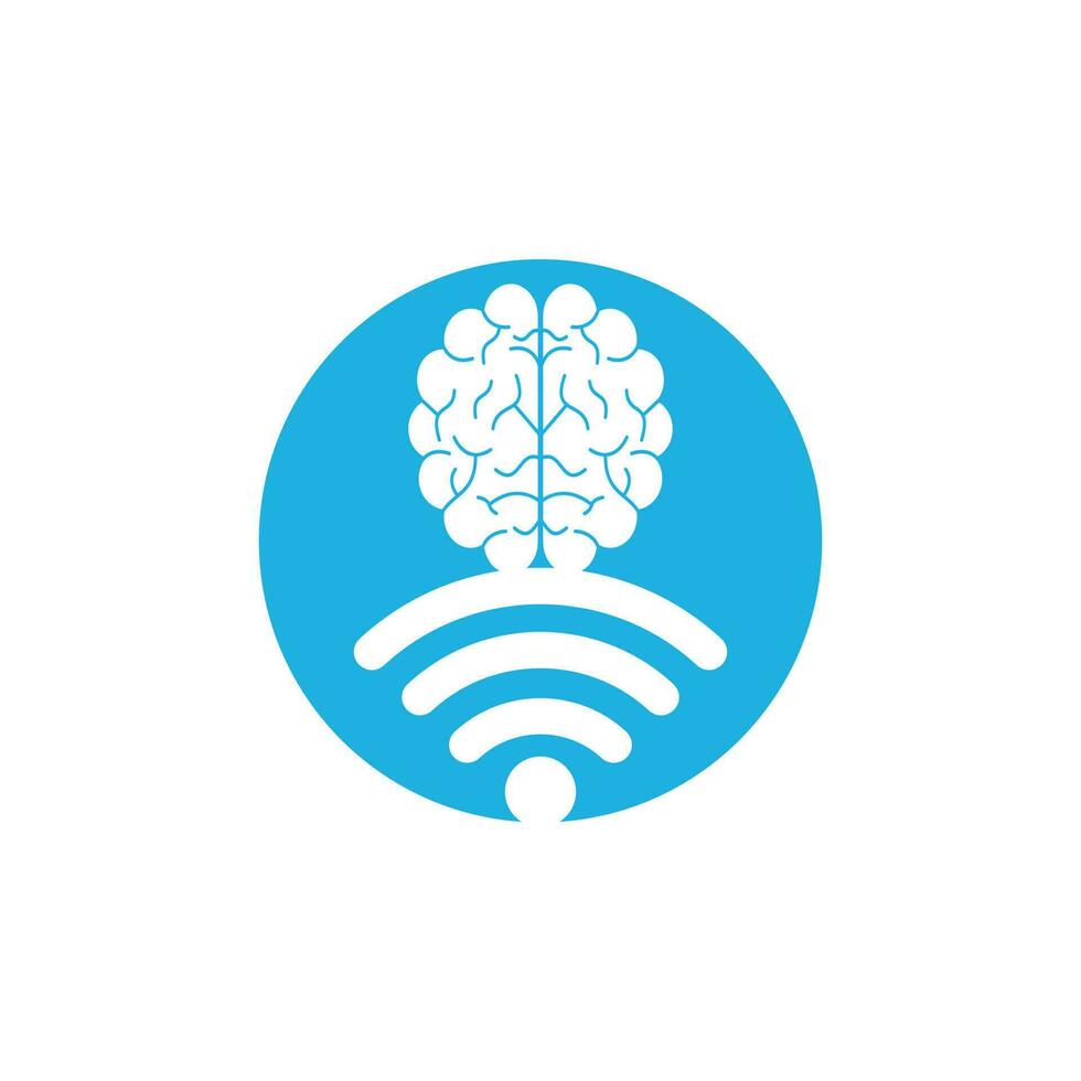 Brain and wifi logo design sign. Education, technology and business background. Wi-fi brain logo icon. vector