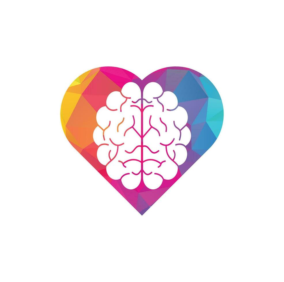 diseño del logotipo del concepto de forma de corazón cerebral. lluvia de ideas poder pensamiento cerebro logotipo icono vector