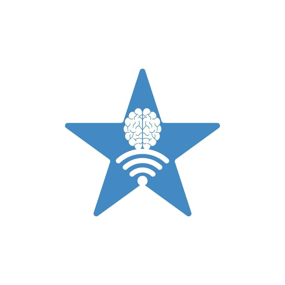 Brain and wifi star shape concept logo design. Education, technology and business background. Wi-fi brain logo icon vector