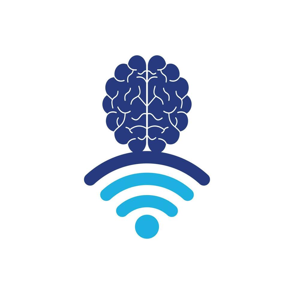 Brain and wifi logo design sign. Education, technology and business background. Wi-fi brain logo icon. vector