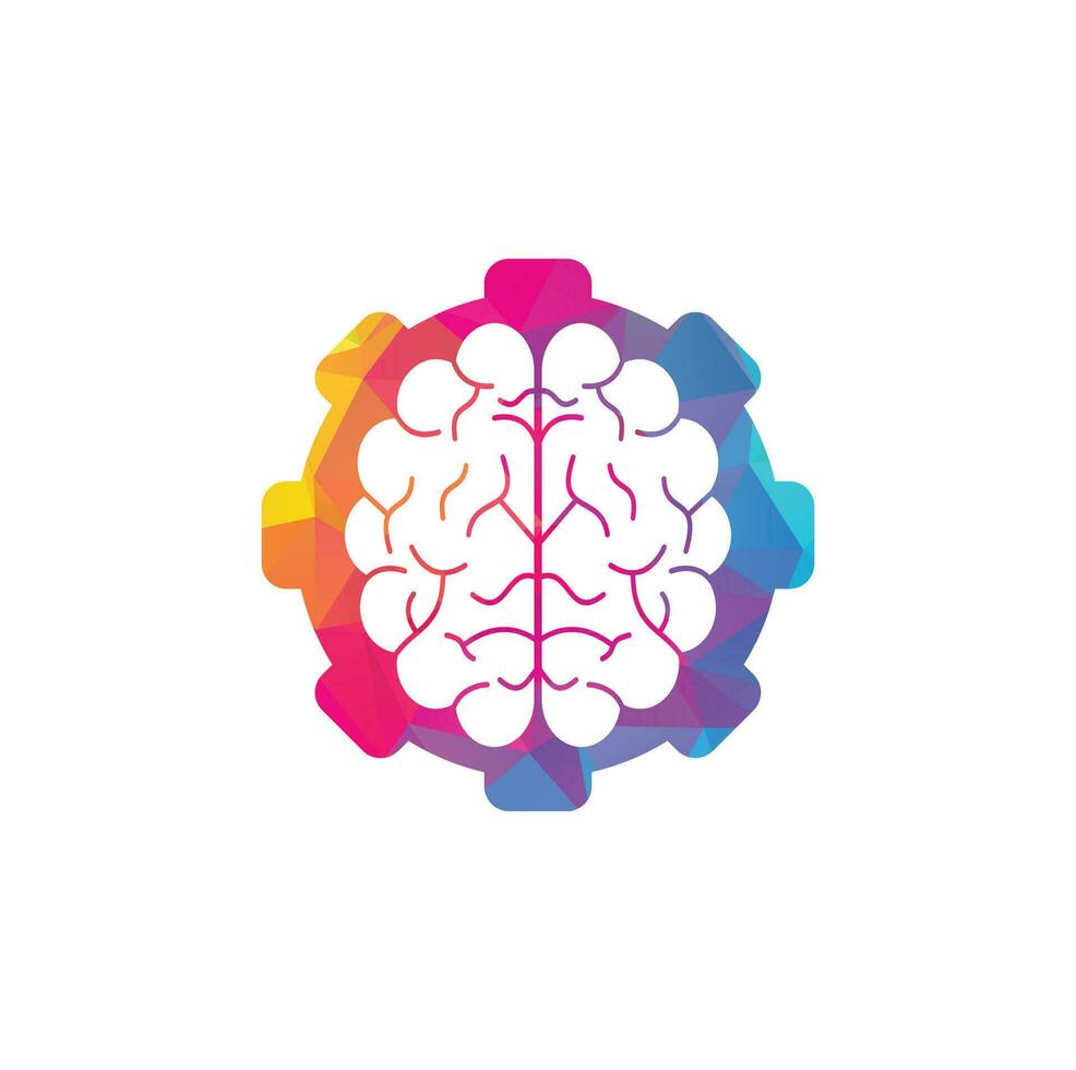 Brain gear concept logo design. Brainstorm power thinking brain Logotype icon vector